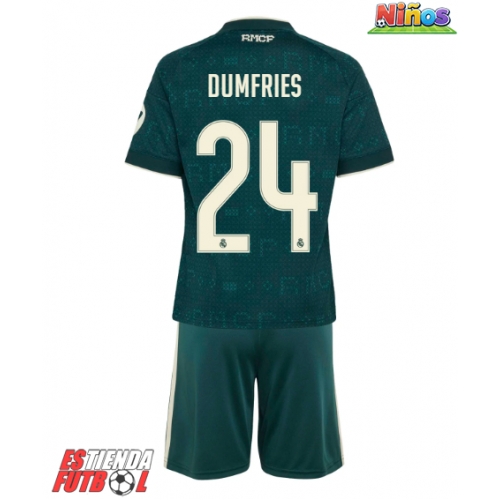 Real Madrid Denzel Dumfries #24 Segunda Equipación Niños 2026-27 Manga Corta (+ Pantalones cortos)